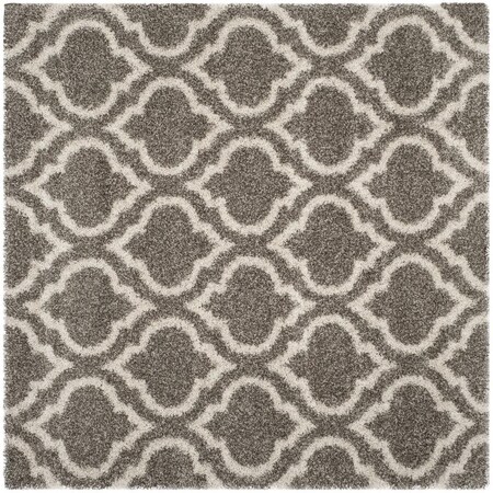 Safavieh 5 x 5 ft. Hudson Shag Power Loomed Square Area Rug; Grey & Ivory SGH284B-5SQ